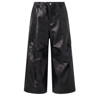 MM6 Maison Margiela Pantaloni Neri In Similpelle M60994-MM08L-M6900 Per Bambina