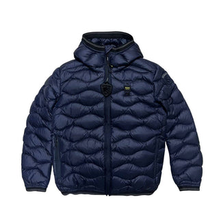 Blauer gepolsterte Kapuzenjacke 22WBLKC03431 mit Logo