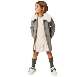 TWINSET Cappotto In Panno Grigio Mélange 262GB2010 Per Bambina