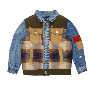 Dsquared2 Giubbino In Denim Patchwork DQ3490-D0AIA-DQ717 Per Neonato