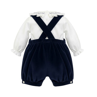 Arc-en-ciel Completo con camicia e salopette blu in velluto 1131B