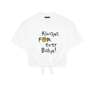 Barrow T-shirt Cropped Bianca Con Stampa S6BKJGTH140-002