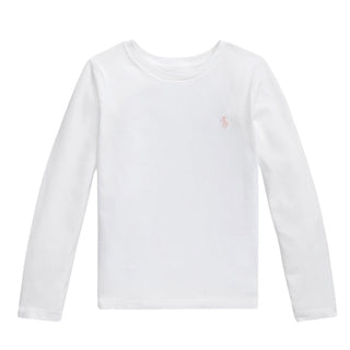 Polo Ralph Lauren T-shirt Bianca A Maniche Lunghe 312841122030 Per Bambina