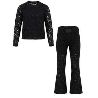 MSGM Completo In Pizzo Nero F6MSJGLG130/110 Per Bambina