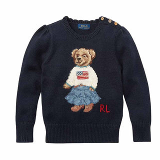 Polo Ralph Lauren Maglia Girocollo Blu Con Polo Bear 312702268001 Per Bambina