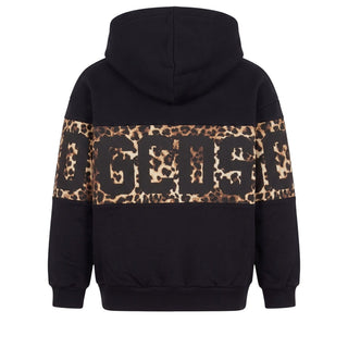 GCDS Felpa Nera Con Cappuccio E Stampa Z0GJQE583F005/999M Per Bambina
