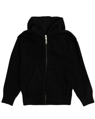 Palm Angels Cardigan nero con cappuccio e logo PBHU002F25KNI0011003
