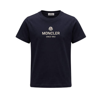 Moncler T-shirt Girocollo Blu Con Logo L29548C00011-778 Per Bambino
