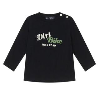 Please T-shirt in jersey a maniche lunghe con stampa ML11030B77