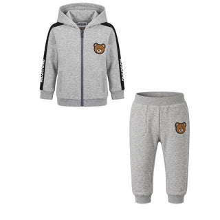Moschino Tuta Sportiva Grigia In Cotone Per Neonato MUK03W
