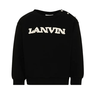 Lanvin Felpa Girocollo Nera Con Logo N30402/09B Per Bambina
