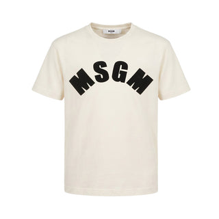 MSGM T-shirt Avorio Con Logo Nero F6MSJGTH096/013/05 Per Bambini