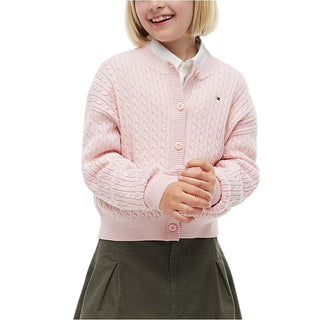 Tommy Hilfiger Cardigan Rosa A Trecce In Cotone KG0KG09076-TJQJ Per Bambina