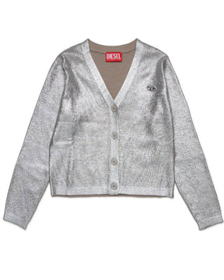 Diesel Maglia Cardigan misto lana con stampa mylar J02369-KYAZN