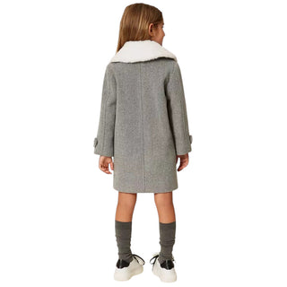 TWINSET Cappotto In Panno Grigio Mélange 262GB2010 Per Bambina