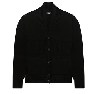 GCDS Cardigan Nero In Misto Lana C2MWQF154K155/999B Per Uomo