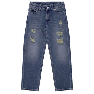 Please Jeans Regular in denim blu con dettagli destroyed PHF2W24B78J