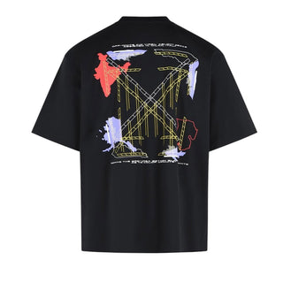 Off-White T-shirt Nera In Jersey Con Stampa 44MAA120F26J008001 Per Uomo