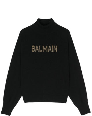 Balmain Maglia collo alto in misto lana BV9B20-W0023