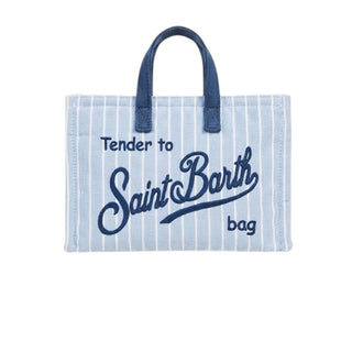 Mc2 Saint Barth Micro Borsa In Cotone A Righe Azzurre PHONE011/00563L