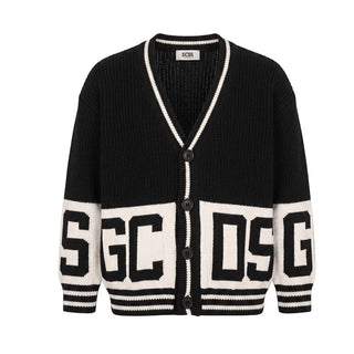 GCDS Cardigan Nero Con Logo C2BJQF590K347/999A Per Bambini