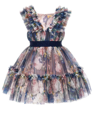 Monnalisa Abito Cerimonia a balze in tulle da bambina 19D900