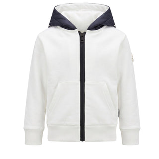 Moncler Felpa Bianca Con Zip E Cappuccio Per Bambino G29548G77820