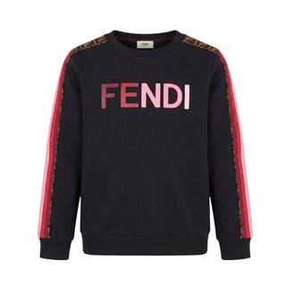 Fendi Felpa Girocollo Nera Con Logo Per Bambina JFH100
