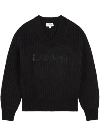 Lanvin Maglia nera da bambina con logo N30181