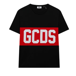 GCDS T-shirt Nera A Maniche Corte Con Logo Z0MLQC140J101/999R Unisex