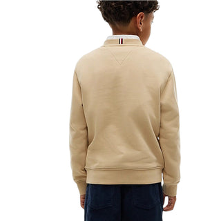 Tommy Hilfiger Felpa Girocollo Beige Con Logo KB0KB10766-AB9J Per Bambino