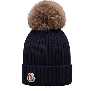 Moncler Cappello Blu Navy In Lana Con Pompon L29543B00007-742 Per Bambini