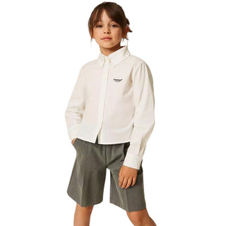 TWINSET Camicia Avorio In Popeline Con Logo 262GJ2170 Per Bambina