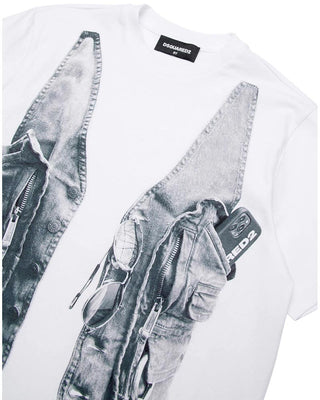 Dsquared2 T-shirt bianca in jersey con stampa DQ2987 D0ACD