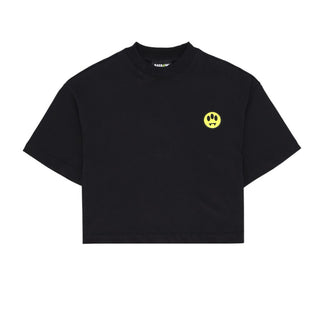 Barrow T-shirt Cropped Nera Con Smile E Logo S6BKJGTH099-110