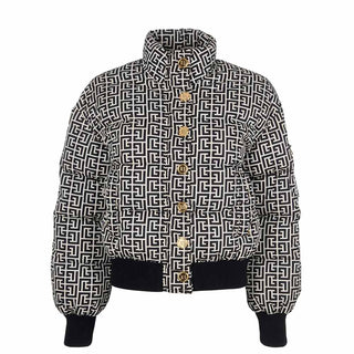 Balmain Giubbino nero con logo all-over 6R2C80