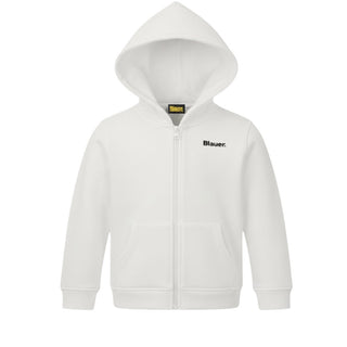 Blauer Felpa Bianca Con Zip E Cappuccio Per Bambino 26SBLKF02527-127