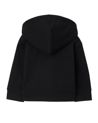 Burberry Felpa nera con cappuccio, zip e finiture Check 8108852