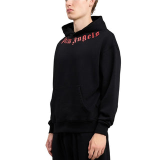 Palm Angels Felpa Nera Con Cappuccio E Logo Unisex PMBB17DS26FLE007