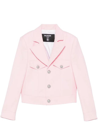 Balmain Giacca monopetto rosa da bambina BV2Q34-I0196