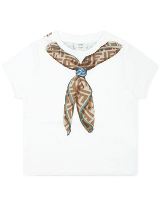 Fendi T-shirt avorio in jersey con stampa BMI258-7AJ