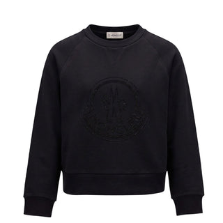 Moncler Felpa Girocollo Nera Con Strass Per Bambina I29548G00020