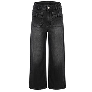 TWINSET Jeans Gamba Larga In Denim Nero Con Fiocchi 262GB204A Per Bambina