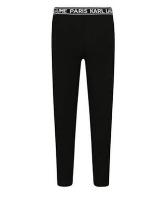 Karl Lagerfeld Leggings neri da bambina con logo Z30202
