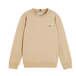 Tommy Hilfiger Felpa Girocollo Beige Con Logo KB0KB10766-AB9J Per Bambino
