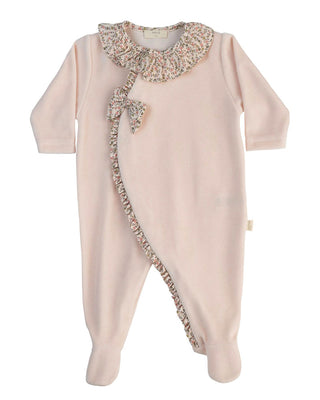 baby gi Tutina con collo rouches e fiocco al lato LE53G