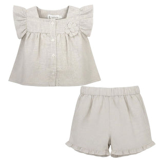 Lalalù Completo In Misto Lino Per Bambina CCTL019RJ