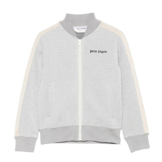 Palm Angels Felpa grigia Track con zip e logo PGBD002F25FLE0017210