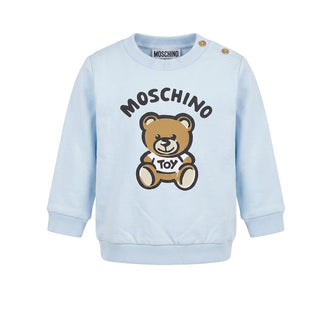 Moschino Felpa Girocollo Celeste Con Stampa MUF04Y Per Neonato