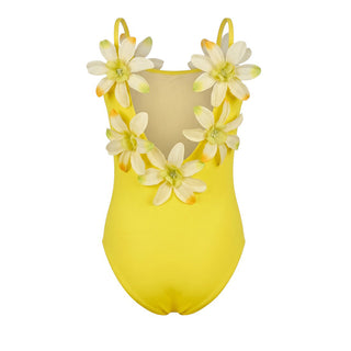 Selini Action By Eleni Balerba Costume Intero Giallo Con Fiori Per Bambina SES222-46BOD